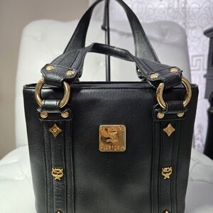 MCM Black Leather Tote Bag Mini
